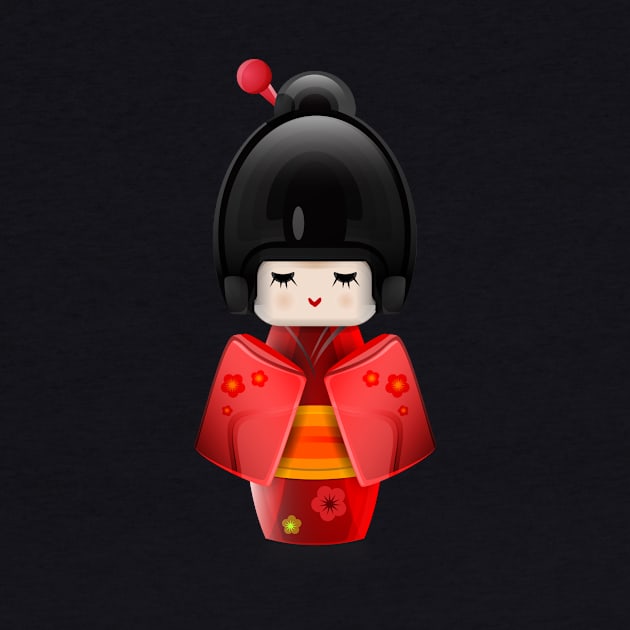 Kokeshi in Red by Rabassa